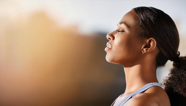 Photo closeup of breathing exercises and techniques emphasizing health and relaxation