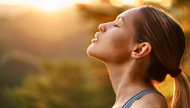 Photo closeup of breathing exercises and techniques emphasizing health and relaxation