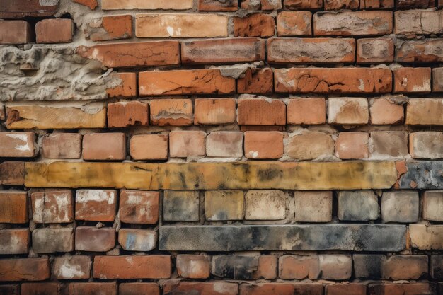 Closeup of brick wall with intricate and varied textures