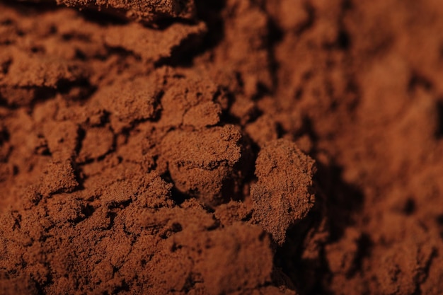 Closeup brown cocoa powder natural ingredient