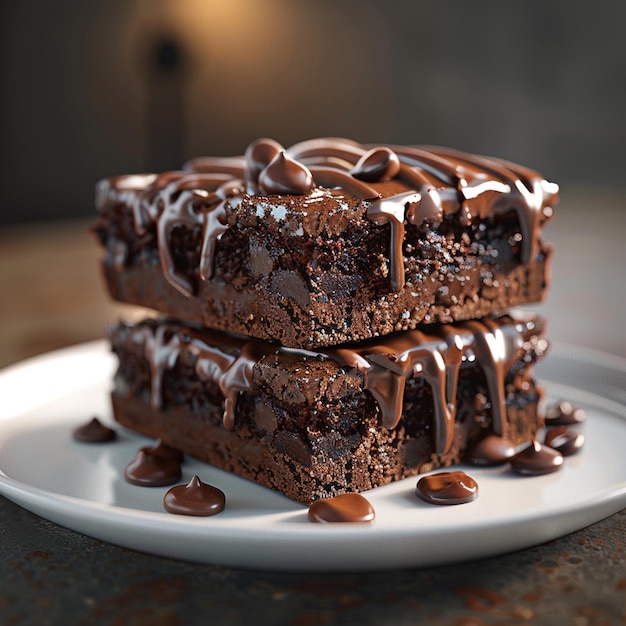 Closeup of brownie dessert on plate