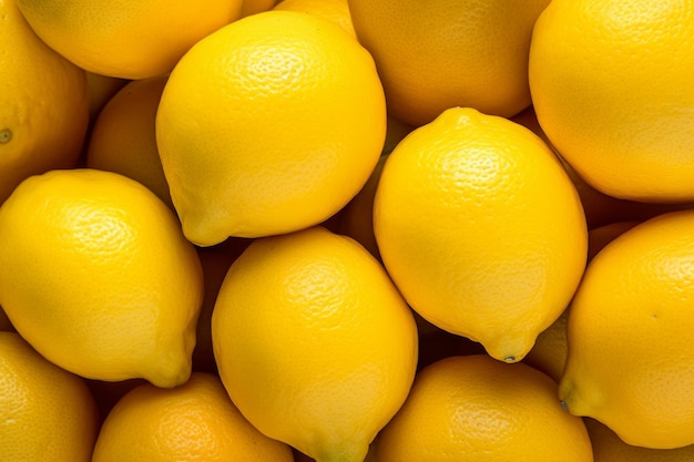 Closeup bunch of raw lemons