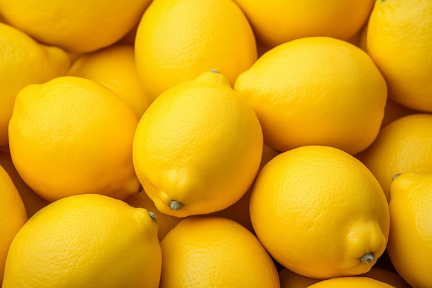 Closeup bunch of raw lemons