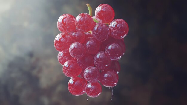 Closeup of a Bunch of Red Grapes with Dripping Juice