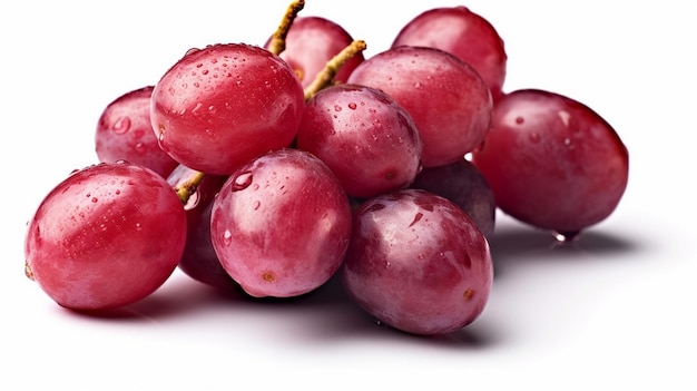 closeup bunch of three red grapes isolated