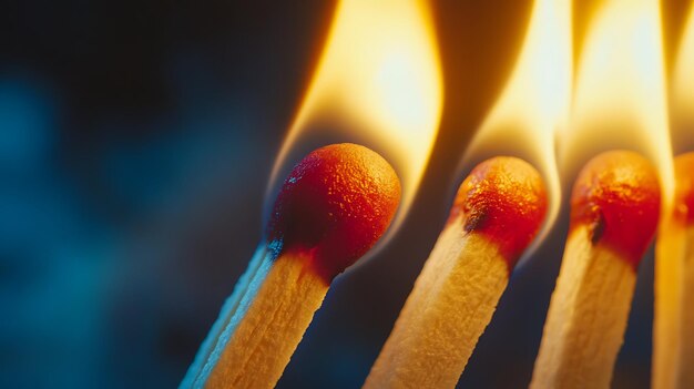 Photo closeup of burning matches with flames