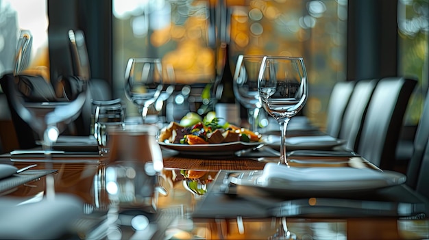 closeup of business lunch with blurred background