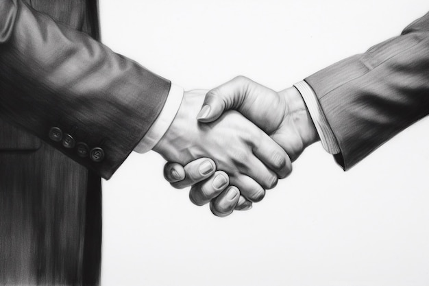 Closeup of business people shaking hands over a deal Generative AI