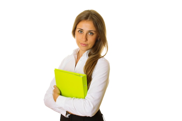 Closeup of business woman with folder