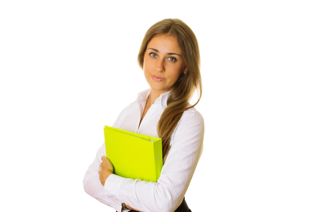 Closeup of business woman with folder