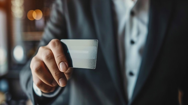 CloseUp of Businessman Holding Credit Card