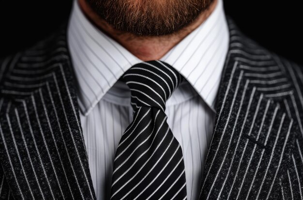 Closeup of a businessmans tie and shirt