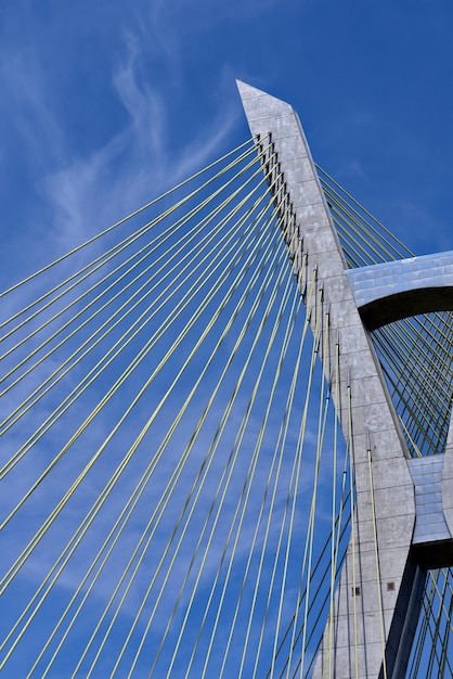 Closeup of cable of stayed bridge