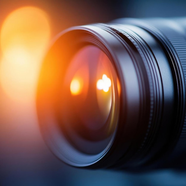 Photo closeup of a camera lens with beautiful bokeh effect perfect for photography enthusiasts and equipment showcases