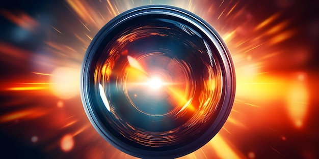 Closeup of camera lens with lens flare perfect for filmmaking and videography Concept Camera Lens Lens Flare Filmmaking Videography Closeup Shot