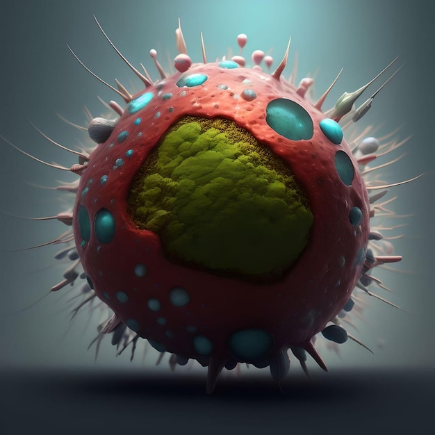 Photo closeup of cancer cells at molecular scale generated by ai