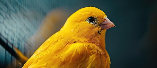 Closeup of a captive yellow canary