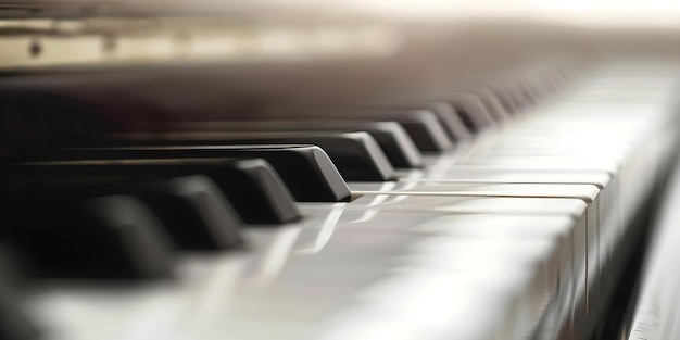 Closeup captures the detailed beauty of piano keys in black and white Concept Piano Keys CloseUp Photography Black and White Detailed Music Instruments