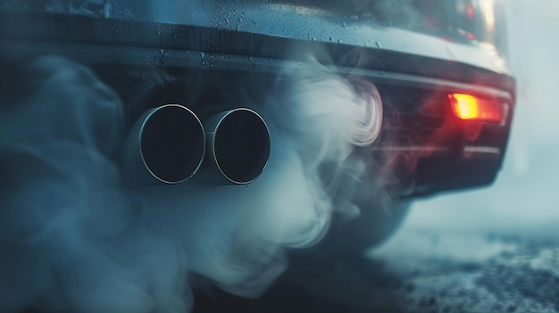 CloseUp Car Exhaust Emitting Smoke Image