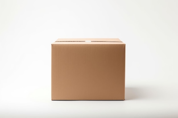 Closeup cardboard box on white background