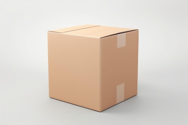 Closeup cardboard box on white background