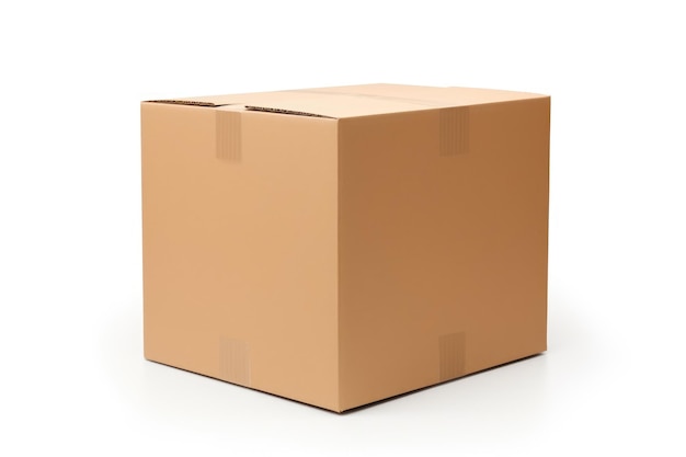 Closeup cardboard box on white background