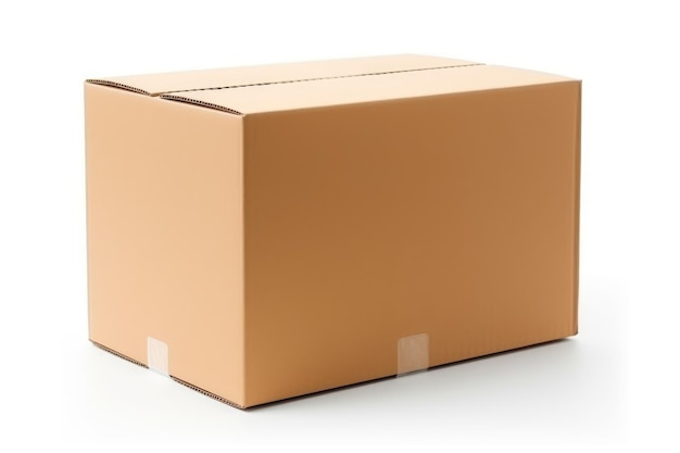 Closeup cardboard box on white background