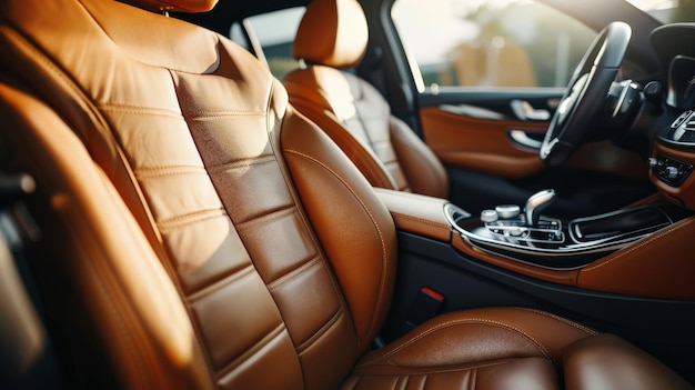 Closeup of a cars leather seats