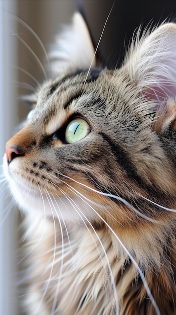 CloseUp of Cat Looking Out Window