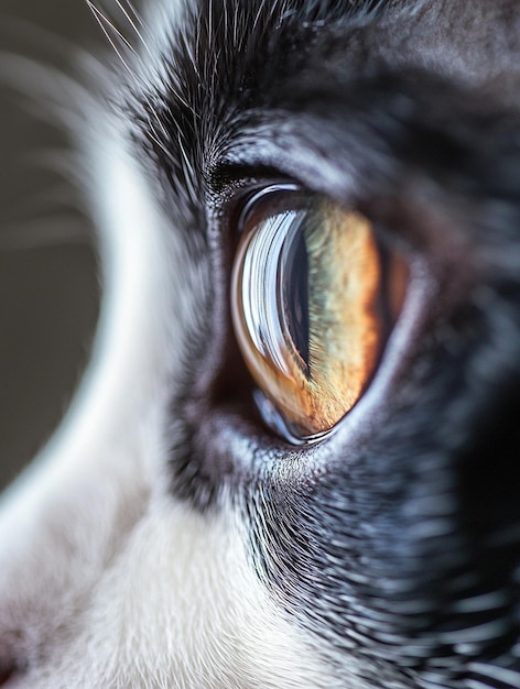 Photo closeup of cats eye captivating feline detail and texture