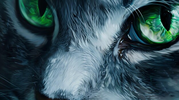 Photo closeup of a cats green eye