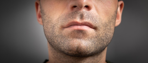 Closeup of caucasian male mouth