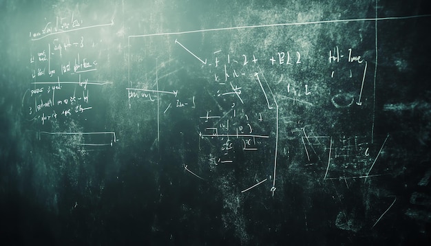 A CloseUp of a Chalkboard Covered in Handwritten Mathematical Equations