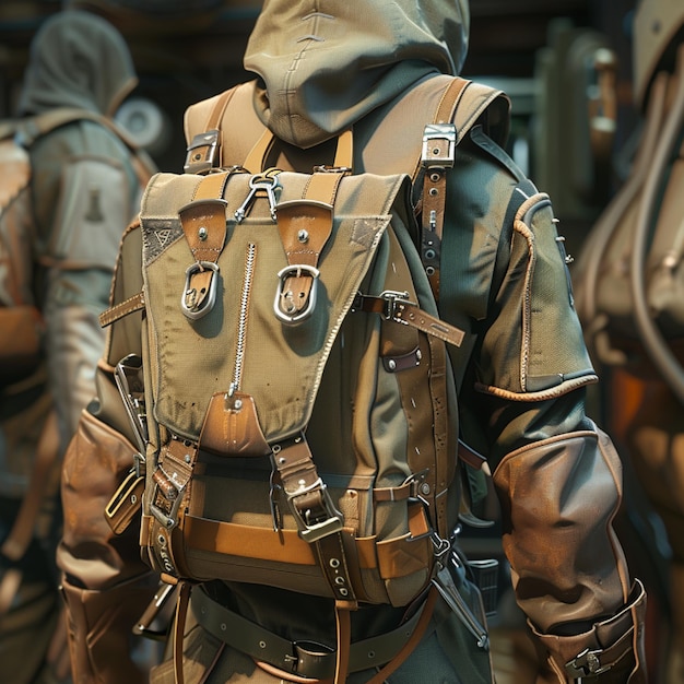 A closeup of a characters backpack and accessory customization options