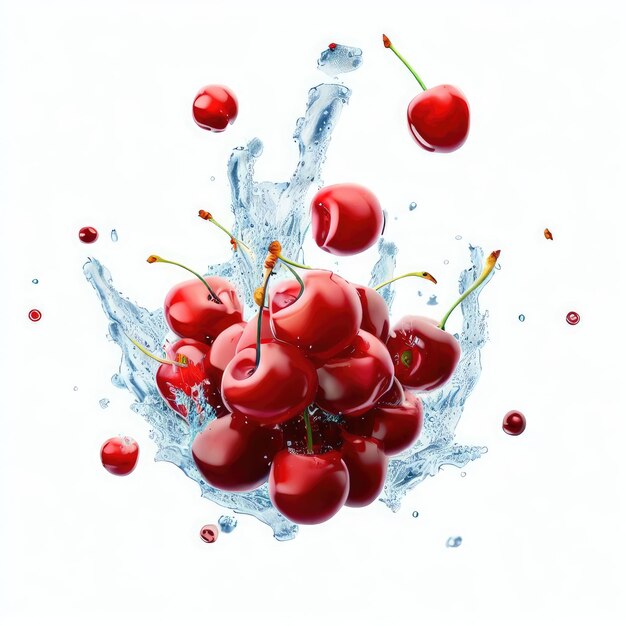 CloseUp of Cherries with Dynamic Splash Generative AI