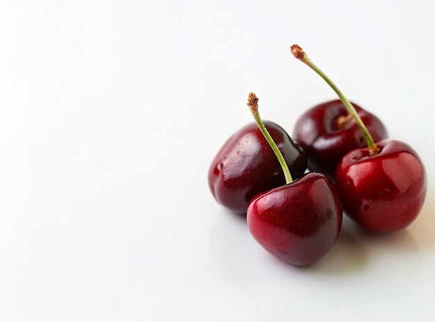 Closeup of cherry pieces isolated on white background