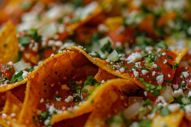 Photo closeup of chilaquiles texture focus on saucesoaked chips sony a7iii 90mm macro lens food photograph