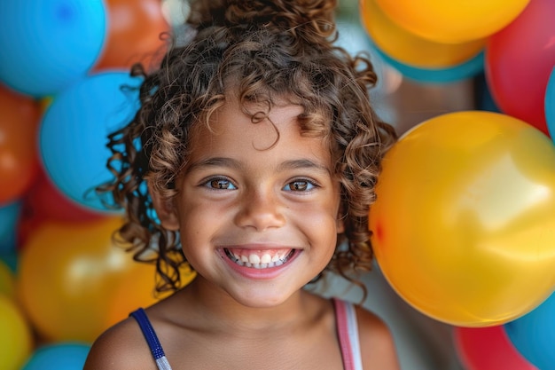 A closeup of a child laughing with their eyes full of joy