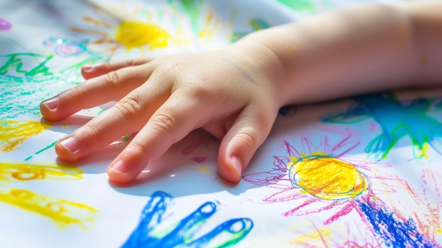 Photo a closeup of a child39s hand drawing representing child development or education topics ar 169 stylize 50 v 6 job id 4061fcd1a0c244e295c91627cc31fc5b