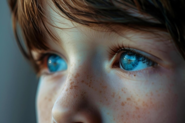 Closeup of childs eyes with vivid reflection