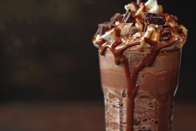 Photo closeup chocolate milkshake