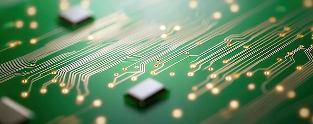 Closeup of a circuit board macro detailed electronic components