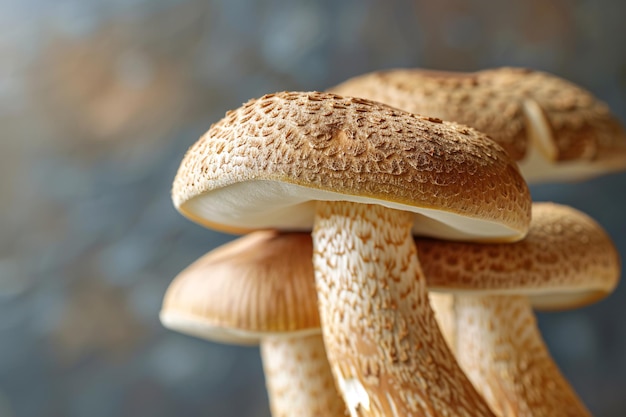 Closeup of a cluster of shiitake mushrooms showing gills and stems