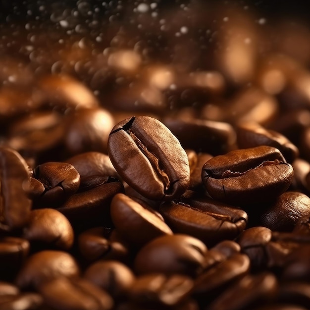 Closeup coffee grains background