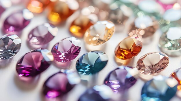 Photo closeup of a collection of colorful gemstones