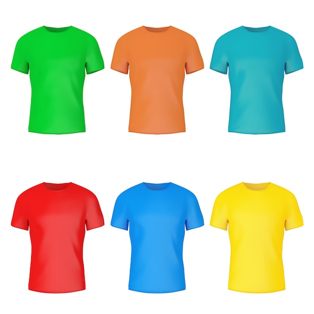 Closeup Color Blank T-Shirt Mockup with Empty Space for Yours Design on a white background. 3d Rendering