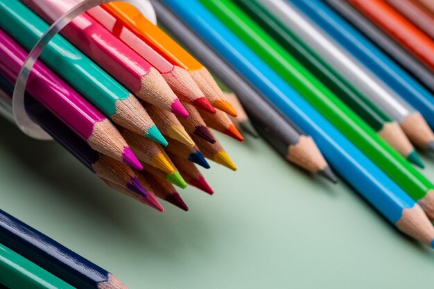 closeup color pencil back to school concept