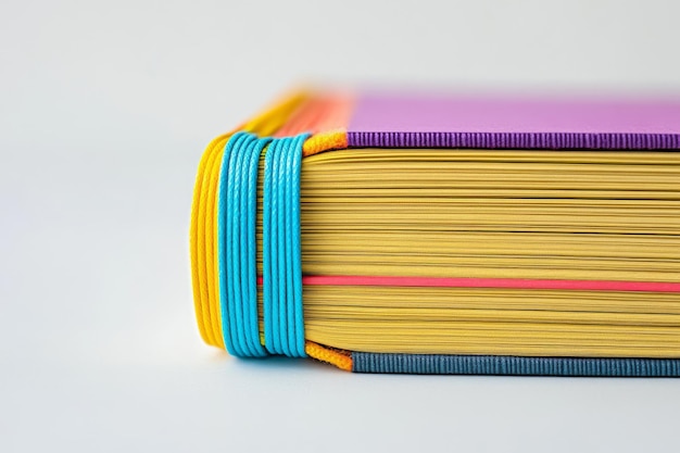 Photo closeup of colorful book binding