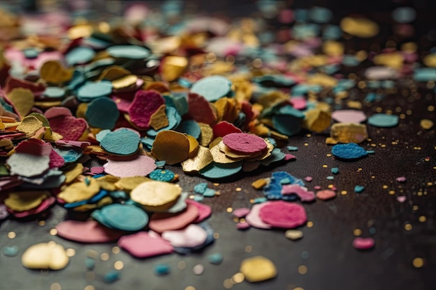 Closeup of colorful confetti with textured background