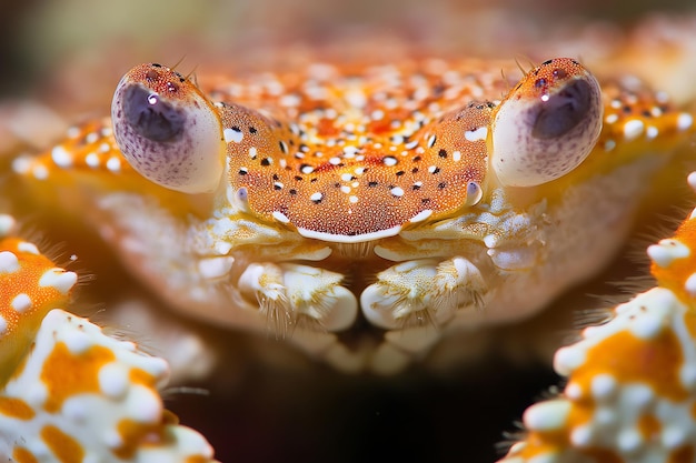 Closeup of a colorful crab with large eyes a unique and fascinating marine creature